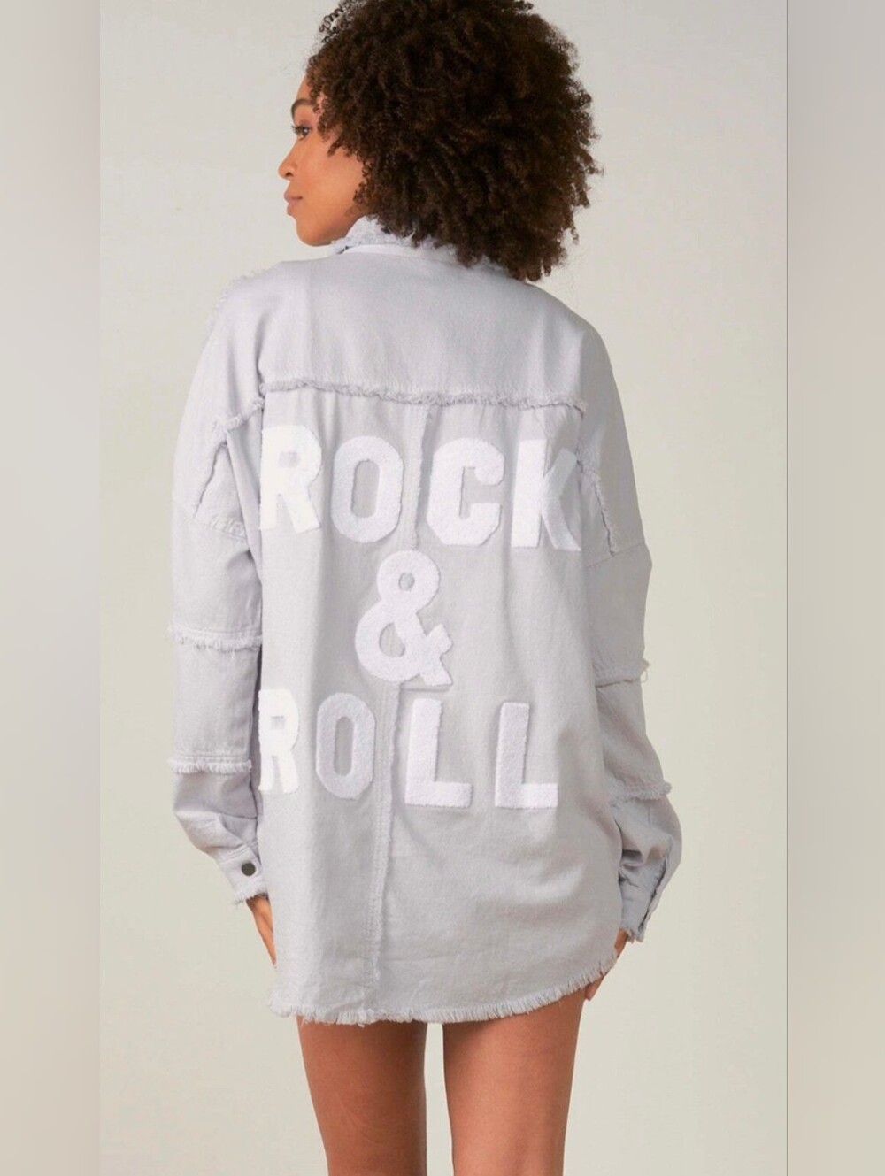 Elan Distressed Rock & Roll Button Up Jacket in Grey Size S